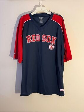 Stitches Navy Top with Red Appliqué Lettering